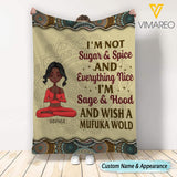 PERSONALIZED I AM NOT SUGAR SPICE AND EVERYTHING NICE I'M SAGE HOOD YOGA GIRL QUILT BLANKET PRINTED MTMQ0303