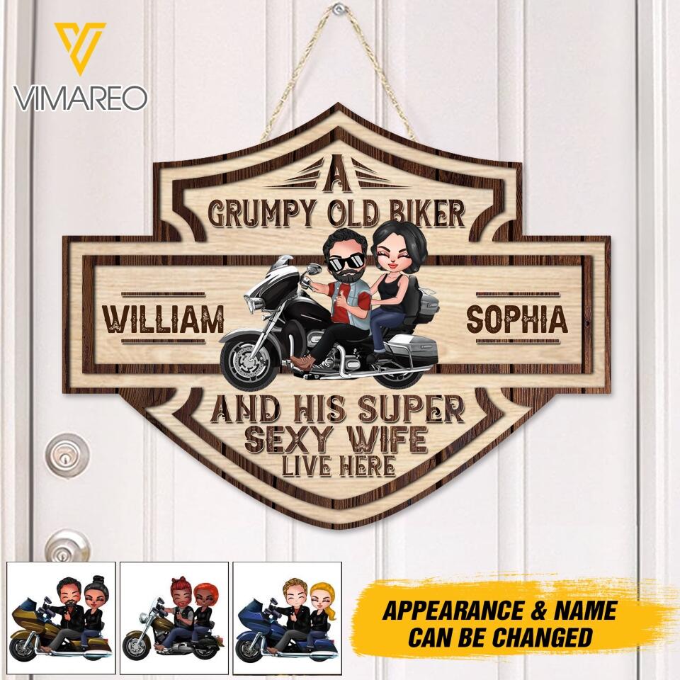 Personalized A Grumpy Old Biker And His Supper Sexy Wife Live Her 22MAR-DT03