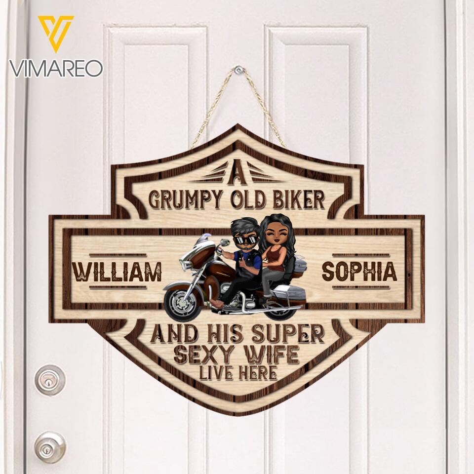 Personalized A Grumpy Old Biker And His Supper Sexy Wife Live Her 22MAR-DT03