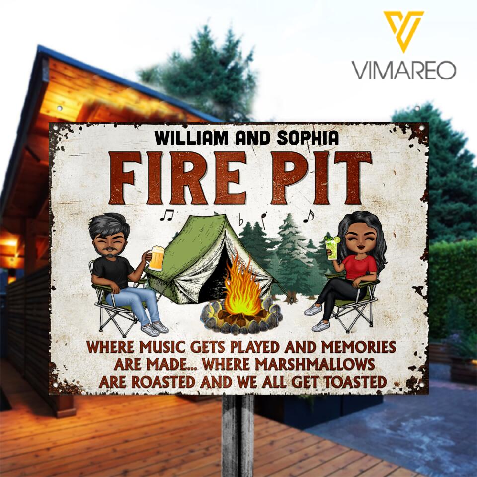 PERSONALIZED FIRE PIT CAMPING COUPLE MENTAL SIGN TNVQ1501