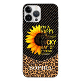 PERSONALIZED I'M A HAPPY GO LUCKY RAY OF FUCKING SUNSHINE SUNFLOWER LEOPARD PHONECASE VHDT0803