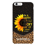 PERSONALIZED I'M A HAPPY GO LUCKY RAY OF FUCKING SUNSHINE SUNFLOWER LEOPARD PHONECASE VHDT0803