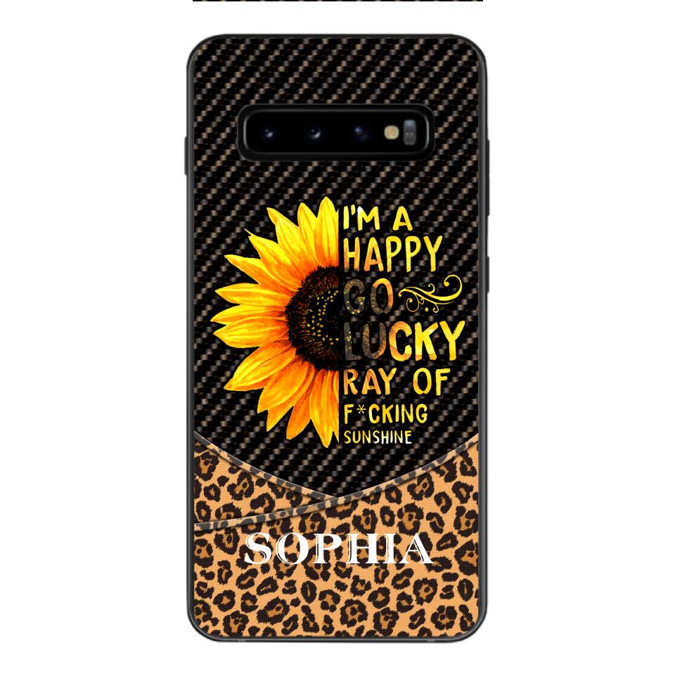 PERSONALIZED I'M A HAPPY GO LUCKY RAY OF FUCKING SUNSHINE SUNFLOWER LEOPARD PHONECASE VHDT0803