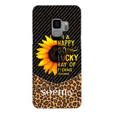 PERSONALIZED I'M A HAPPY GO LUCKY RAY OF FUCKING SUNSHINE SUNFLOWER LEOPARD PHONECASE VHDT0803