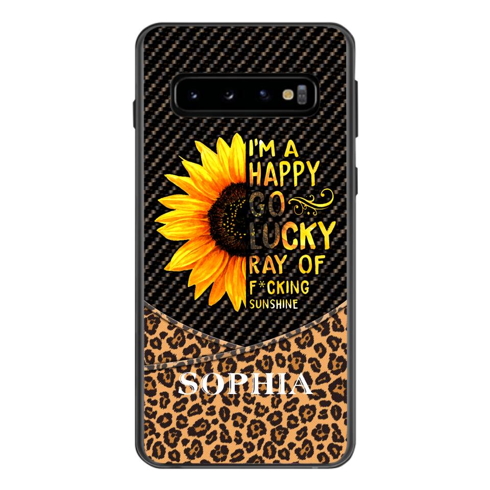 PERSONALIZED I'M A HAPPY GO LUCKY RAY OF FUCKING SUNSHINE SUNFLOWER LEOPARD PHONECASE VHDT0803