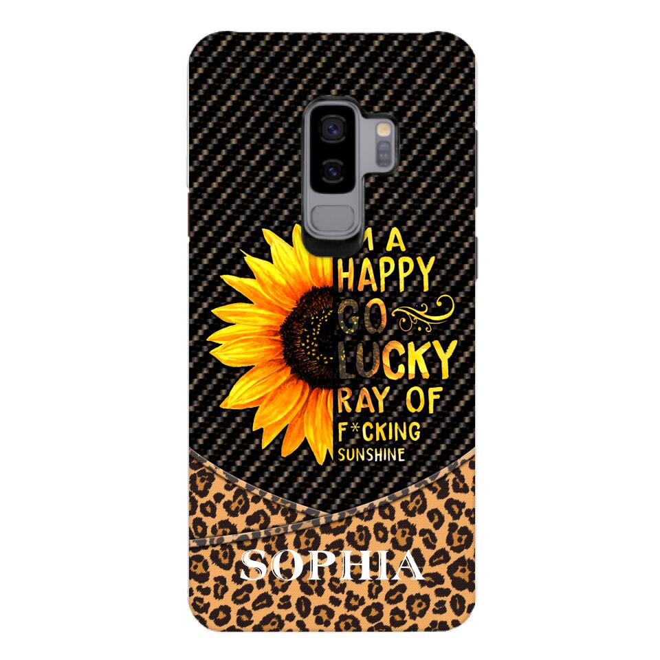 PERSONALIZED I'M A HAPPY GO LUCKY RAY OF FUCKING SUNSHINE SUNFLOWER LEOPARD PHONECASE VHDT0803