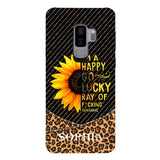 PERSONALIZED I'M A HAPPY GO LUCKY RAY OF FUCKING SUNSHINE SUNFLOWER LEOPARD PHONECASE VHDT0803
