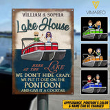 PERSONALIZED LAKE HOME WE DON'T HIDE CRAZY WE PUT IT OUT ON THE PONTOON COCKTAIL MENTAL SIGN QTDT0803