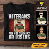 PERSONALIZED CANADIAN VETERANS ARE NOT SUCKERS OR LOSERS TSHIRT QTDT1003
