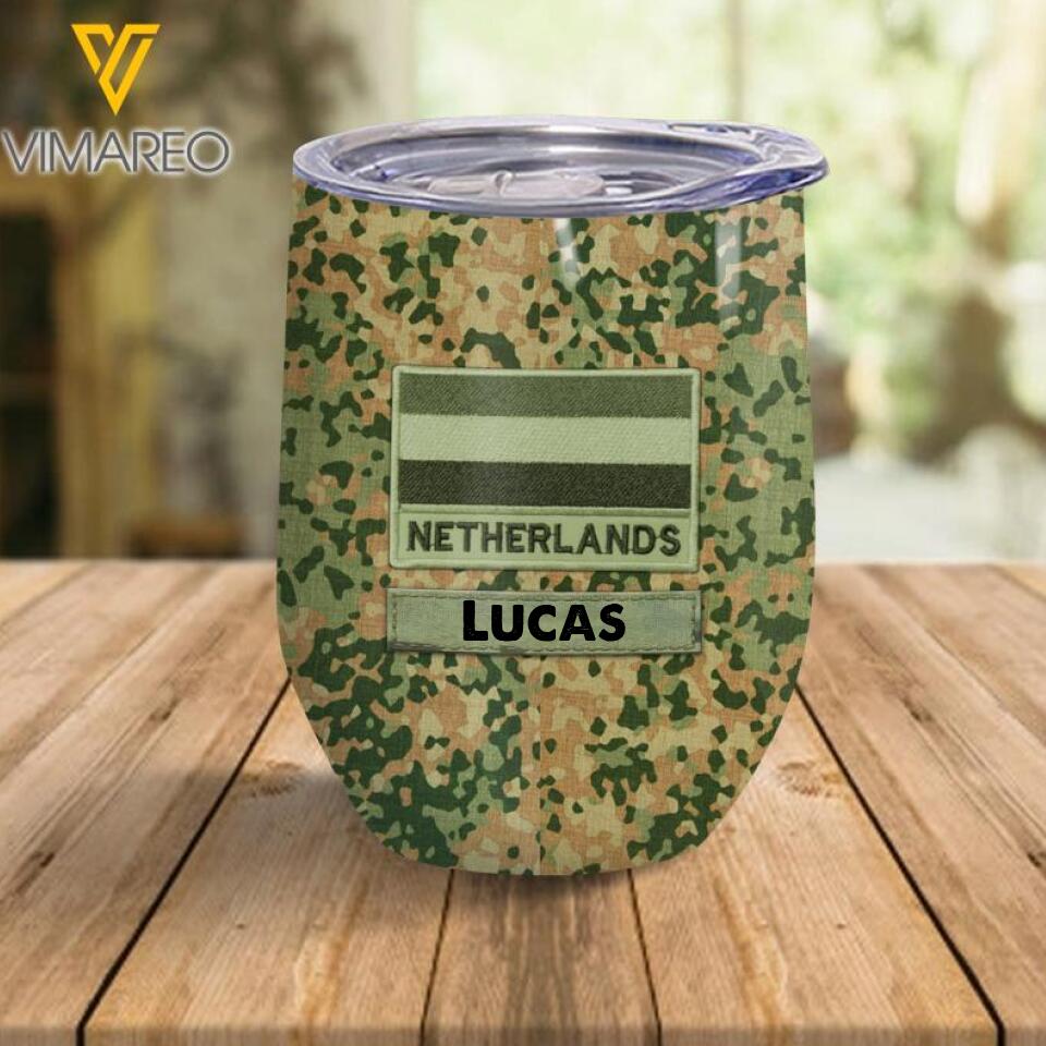 Personalized Netherland Soldier/Veterans Wine Tumbler Printed 22MAR-LN10