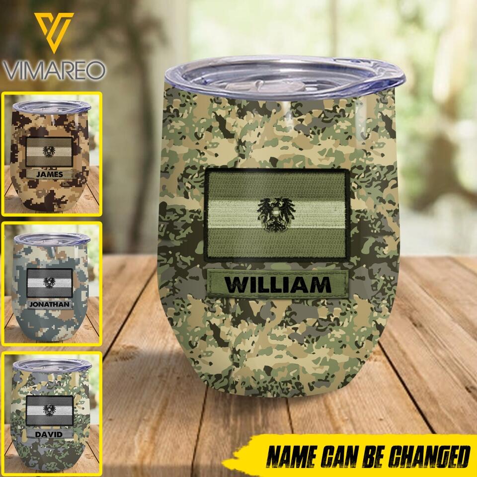 Personalized Austrian Soldier/Veterans Wine Tumbler Printed 22MAR-LN10