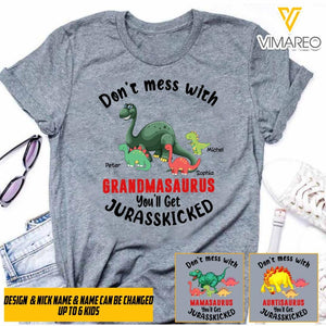 PERSONALIZED DON'T MESS WITH GRANDMASAURUS KID TSHIRT QTMQ1003