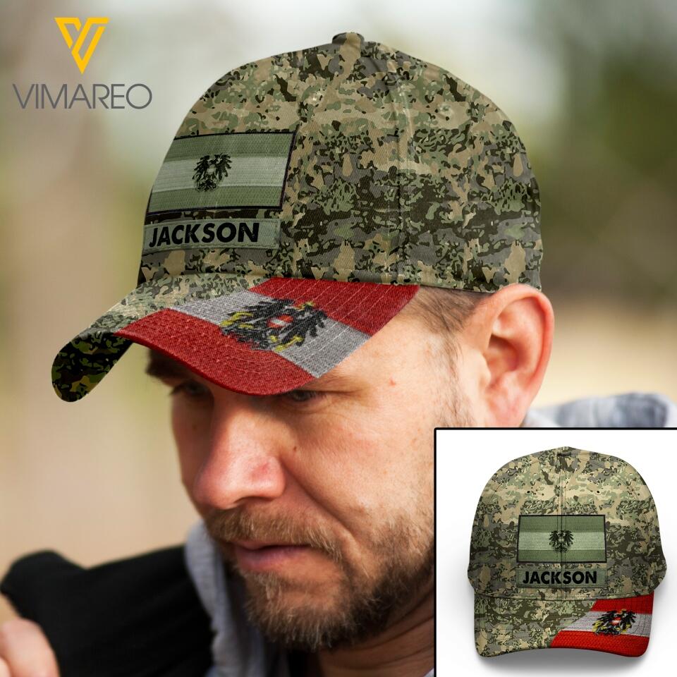 Personalized Austrian Soldier Camo Peaked Cap Printed 22MAR-LN11