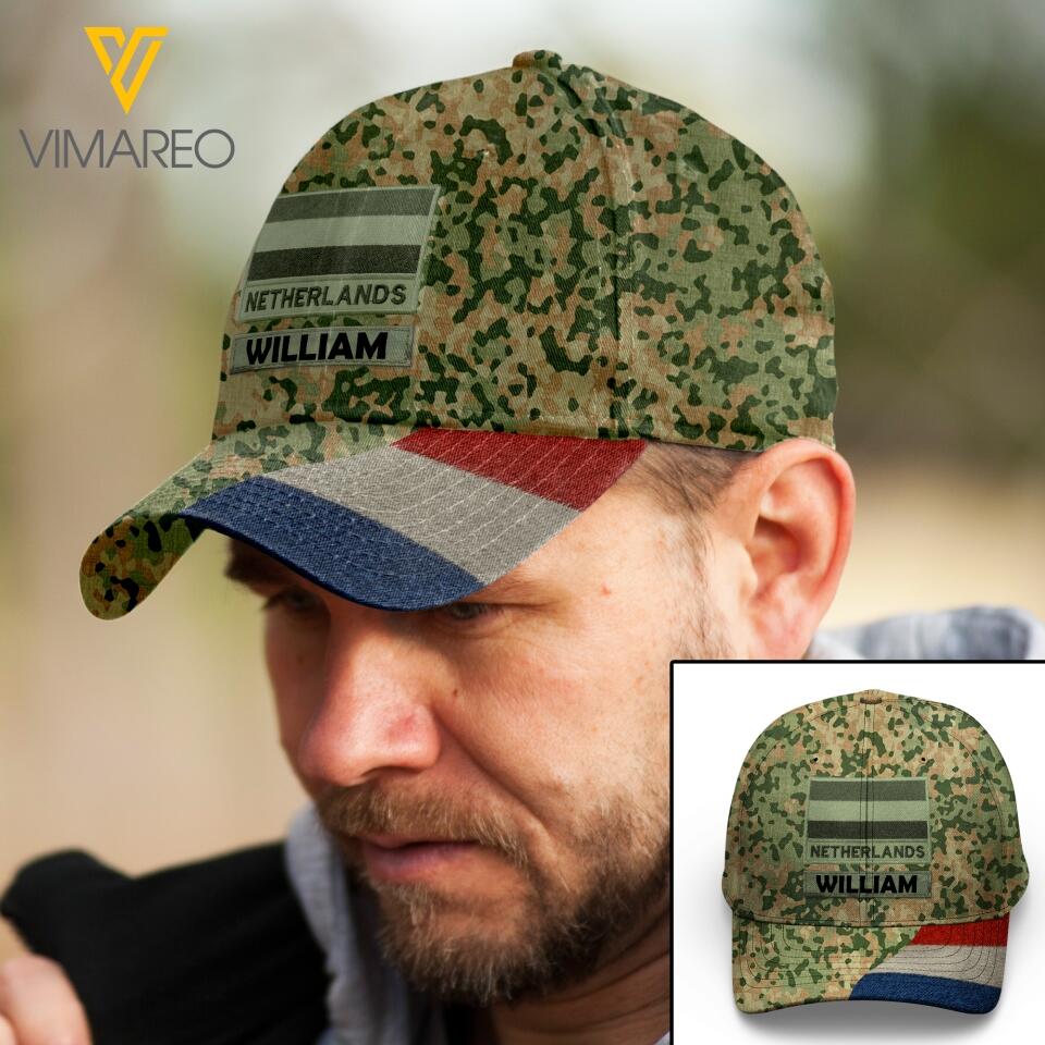 Personalized Netherlands Soldier Camo Peaked Cap Printed 22MAR-LN14