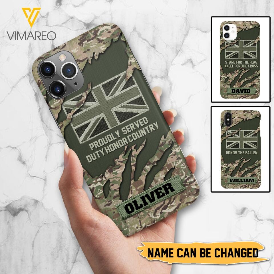 PERSONALIZED U.K VETERAN CAMO PHONECASE QTTN1803