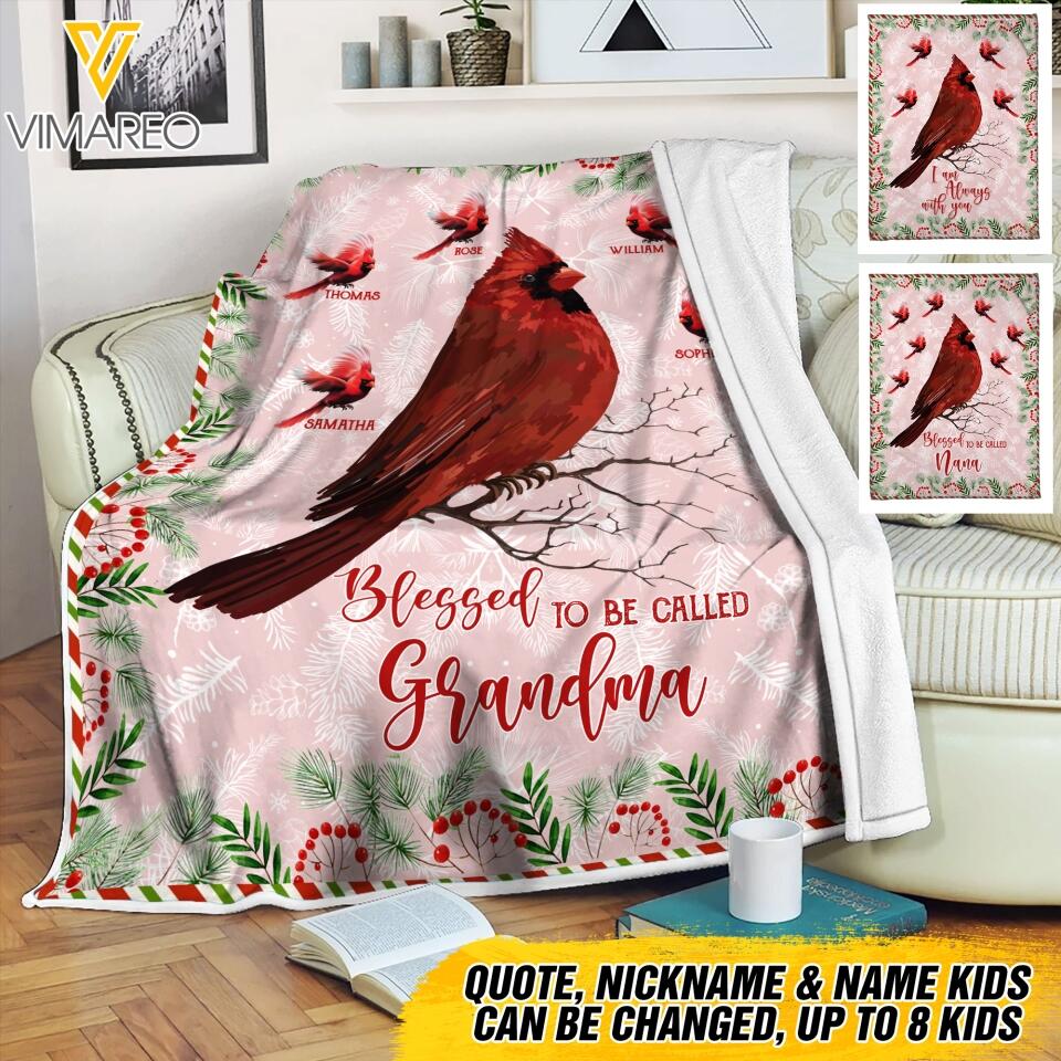 PERSONALIZED BLESSED TO BE CALLED GRANDMA ALWAYS WITH YOU KID NAME BIG BIRD QUILT BLANKET PRINTED QTDT1803