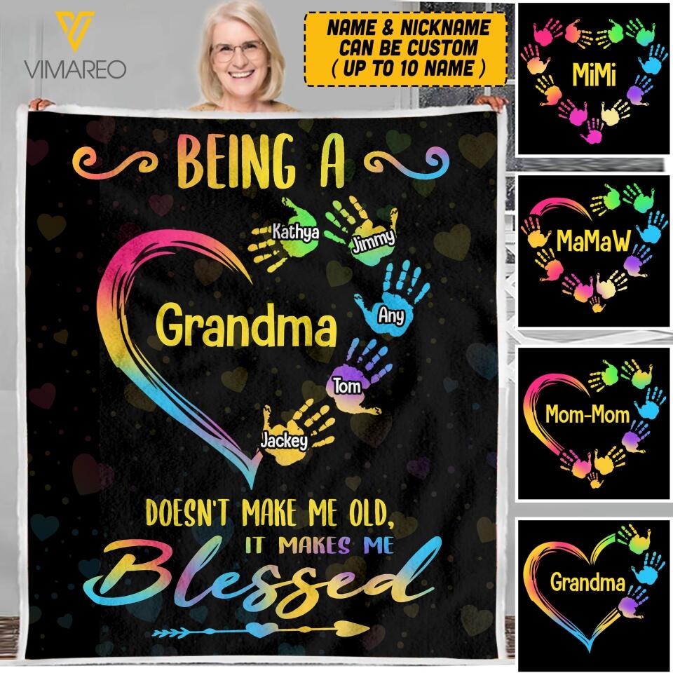 PERSONALIZED BEING A GRANDMA DOESN'T MAKE ME OLD QUILT BLANKET PRINTED QTVQ1803