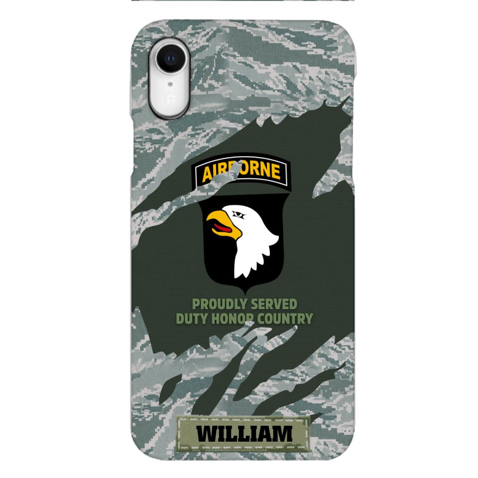 PERSONALIZED U.S VETERAN WITH DIVISION CAMO PHONECASE QTHC1903