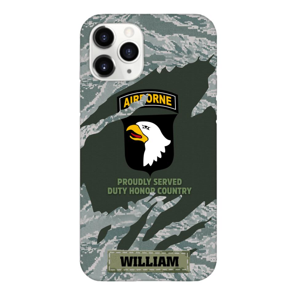 PERSONALIZED U.S VETERAN WITH DIVISION CAMO PHONECASE QTHC1903