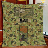 Personalized Australian Veteran Camo Quilt Blanket Printed MTVQ2203