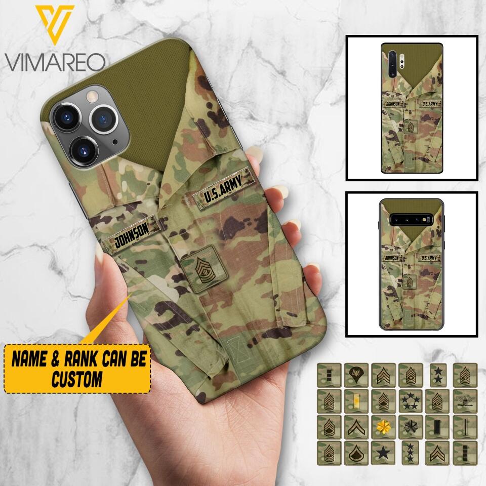 Personalized U.S Army Camo Phone Case Printed 22MAR-HQ21
