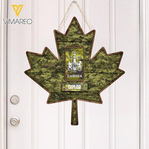 PERSONALIZED CANADIAN ARMY VETERAN RANK CAMO WOOD SIGN MTVQ2303