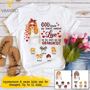 PERSONALIZED GOD KNEW MY HEART NEEDED LOVE GRANDKIDS GRANDMA TSHIRT QTDT2303