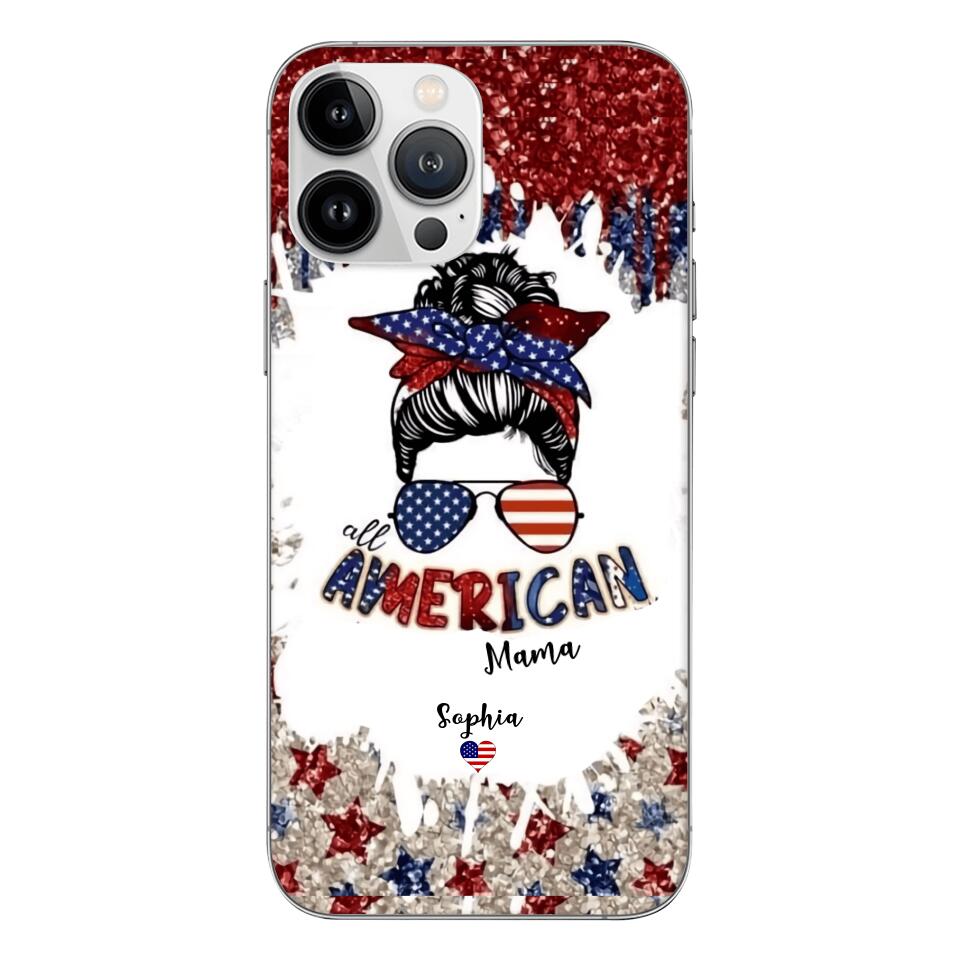 PERSONALIZED AMERICAN MAMA KID NAME PHONECASE T3Q