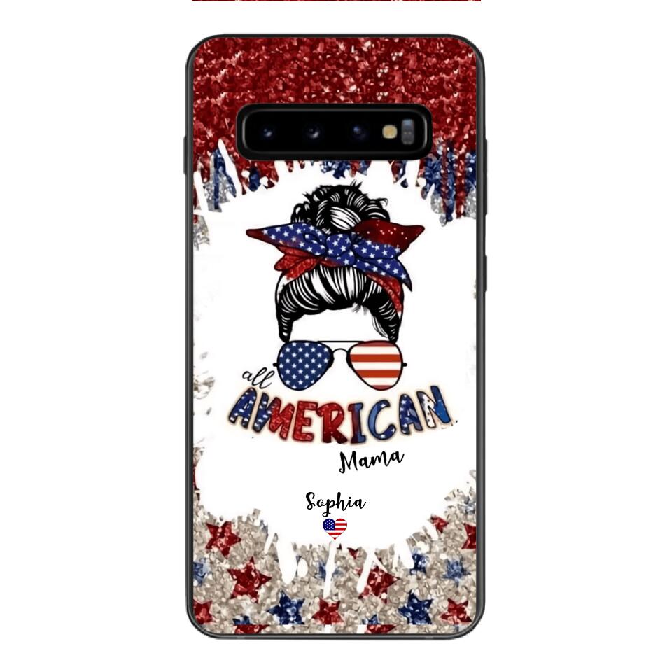 PERSONALIZED AMERICAN MAMA KID NAME PHONECASE T3Q