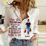 Personalized June Girl With Three Sides Women Linen Shirt QTTQ2403
