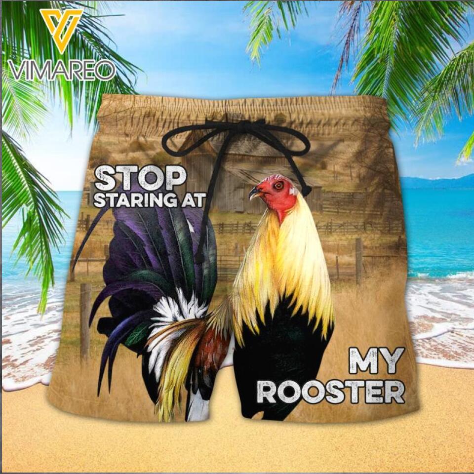 PERSONALIZED STOP STARING AT MY ROOSTER SHORTS QTDT2503