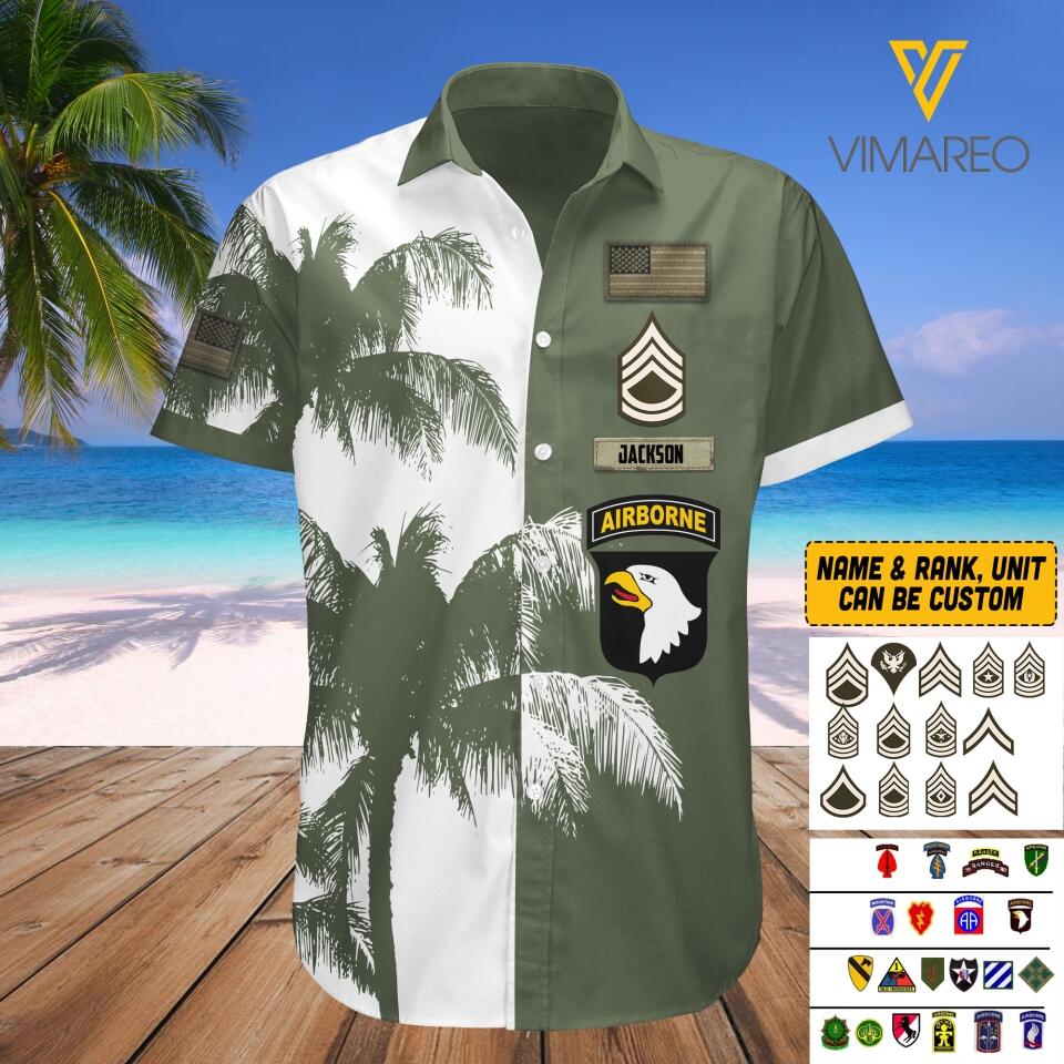 PERSONALIZED US ARMY RANK AND DIVISION HAWAII SHIRT MTVQ2503