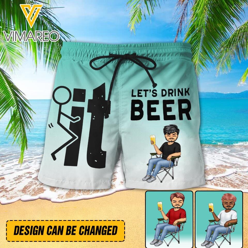 PERSONALIZED LET'S DRINK BEER SHORTS QTMQ2503