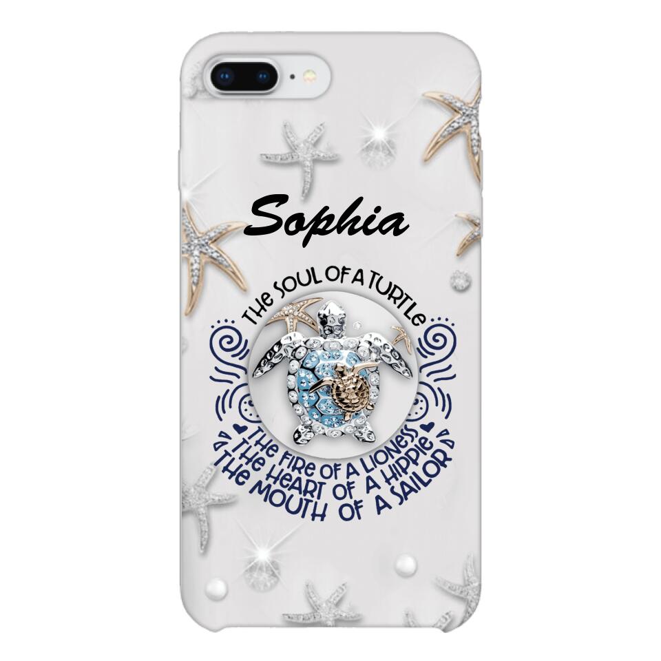 PERSONALIZED TURTLE GIRL WITH NAME PHONECASE QTTQ2603