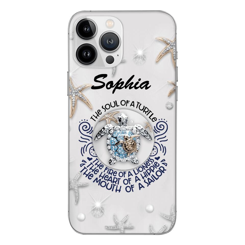 PERSONALIZED TURTLE GIRL WITH NAME PHONECASE QTTQ2603