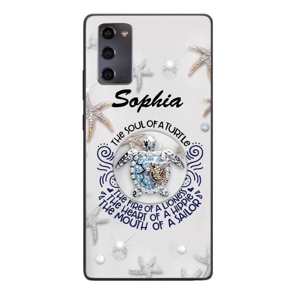PERSONALIZED TURTLE GIRL WITH NAME PHONECASE QTTQ2603