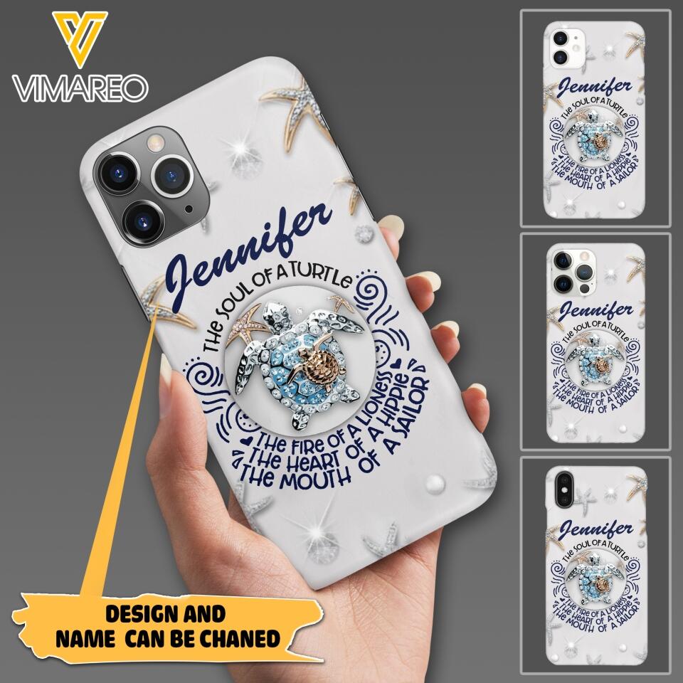 PERSONALIZED TURTLE GIRL WITH NAME PHONECASE QTTQ2603