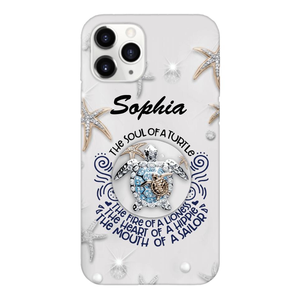 PERSONALIZED TURTLE GIRL WITH NAME PHONECASE QTTQ2603
