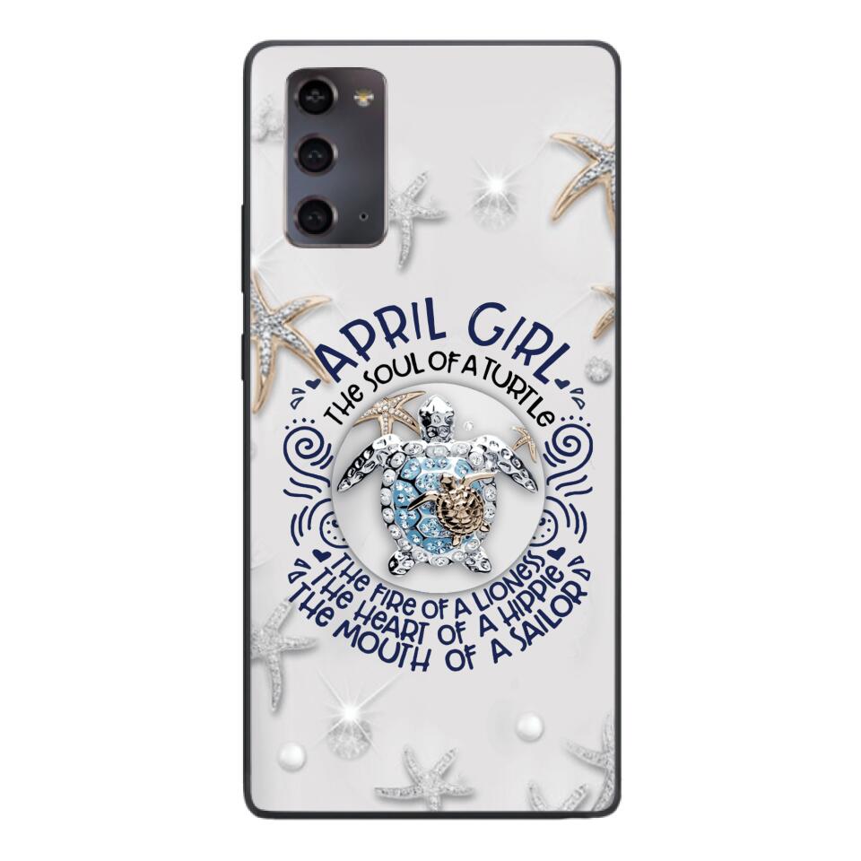 PERSONALIZED APRIL TURTLE GIRL PHONECASE QTTQ2603