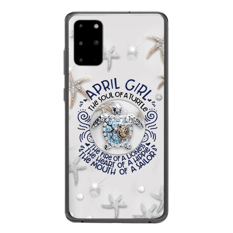 PERSONALIZED APRIL TURTLE GIRL PHONECASE QTTQ2603