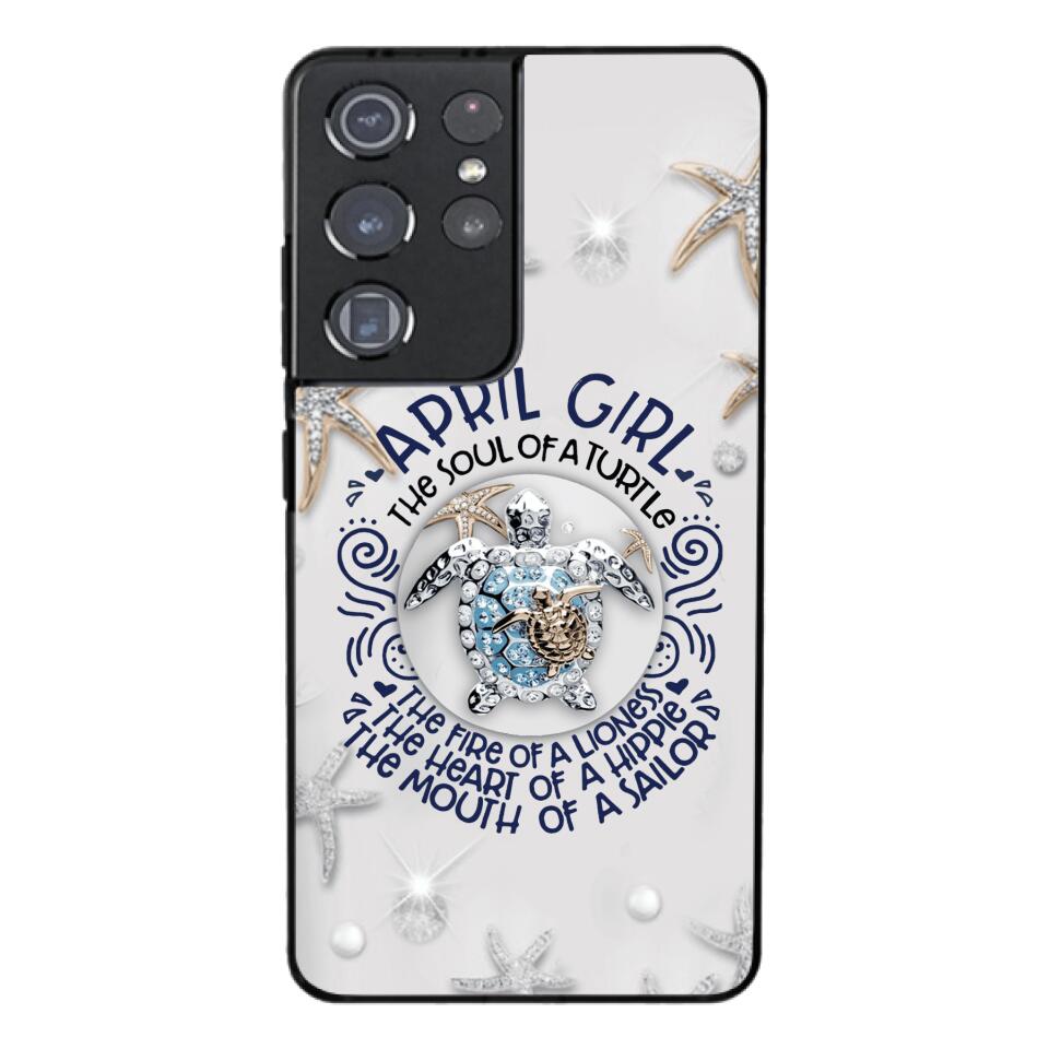 PERSONALIZED APRIL TURTLE GIRL PHONECASE QTTQ2603