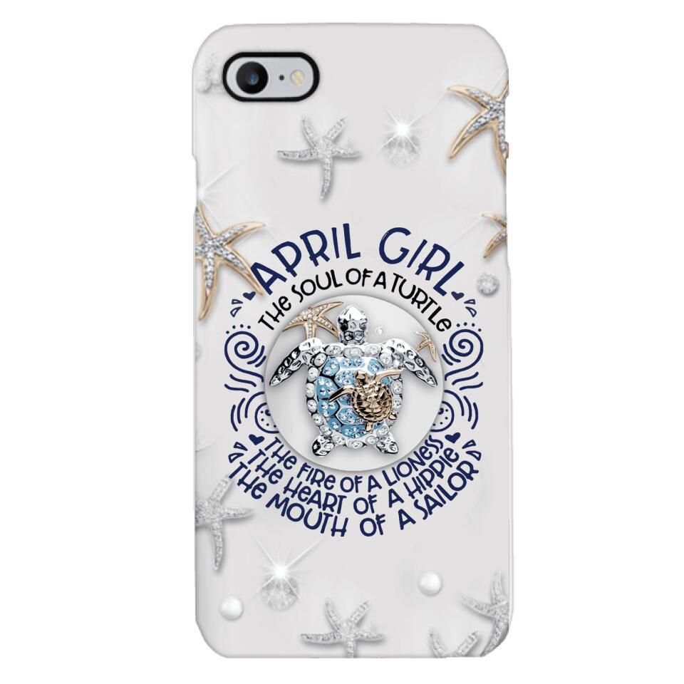 PERSONALIZED APRIL TURTLE GIRL PHONECASE QTTQ2603