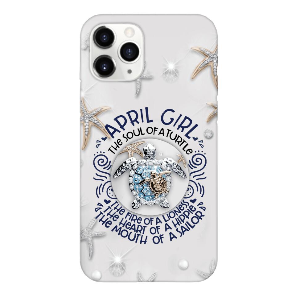PERSONALIZED APRIL TURTLE GIRL PHONECASE QTTQ2603