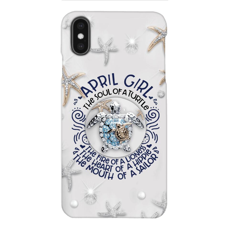 PERSONALIZED APRIL TURTLE GIRL PHONECASE QTTQ2603