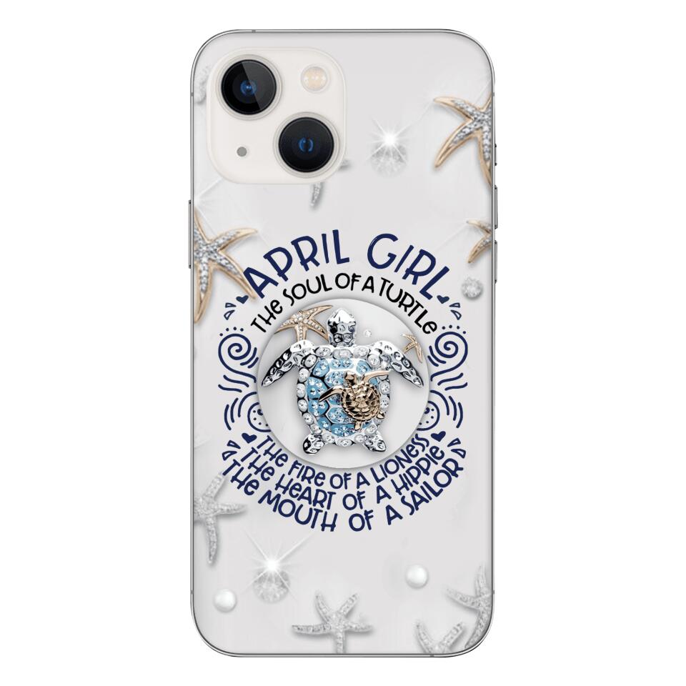 PERSONALIZED APRIL TURTLE GIRL PHONECASE QTTQ2603