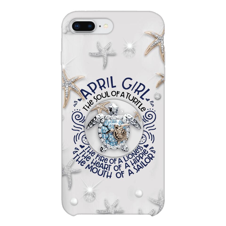 PERSONALIZED APRIL TURTLE GIRL PHONECASE QTTQ2603