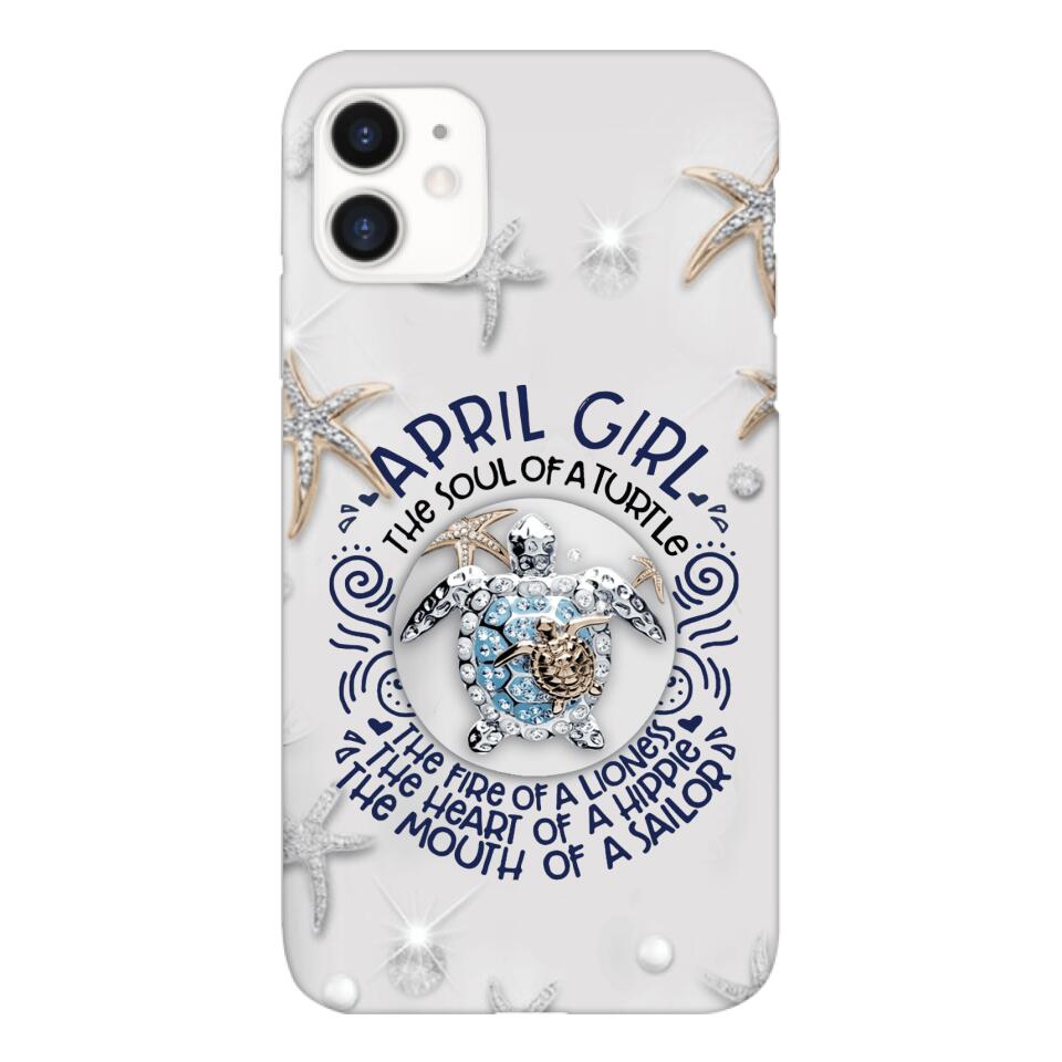 PERSONALIZED APRIL TURTLE GIRL PHONECASE QTTQ2603