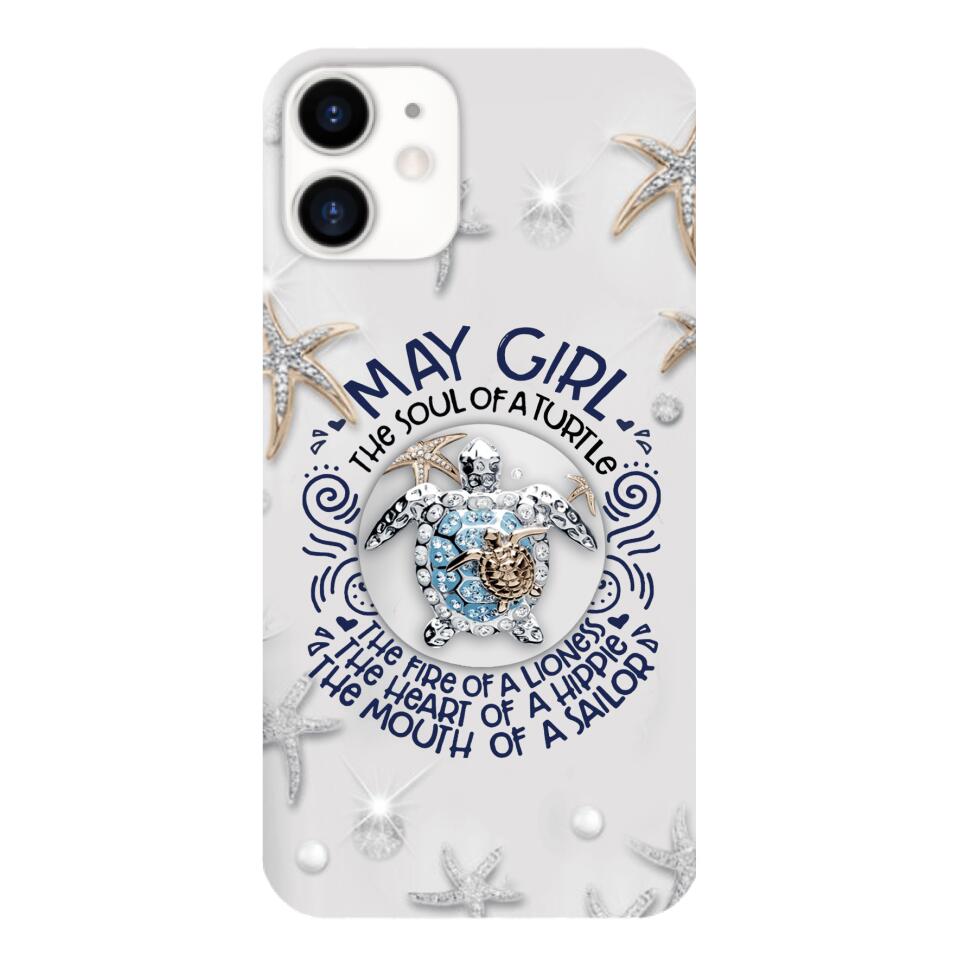 PERSONALIZED MAY TURTLE GIRL PHONECASE QTTQ2603