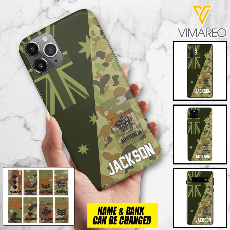 PERSONALIZED AUSTRALIAN ARMY CAMO RANK PHONECASE QTMQ2603