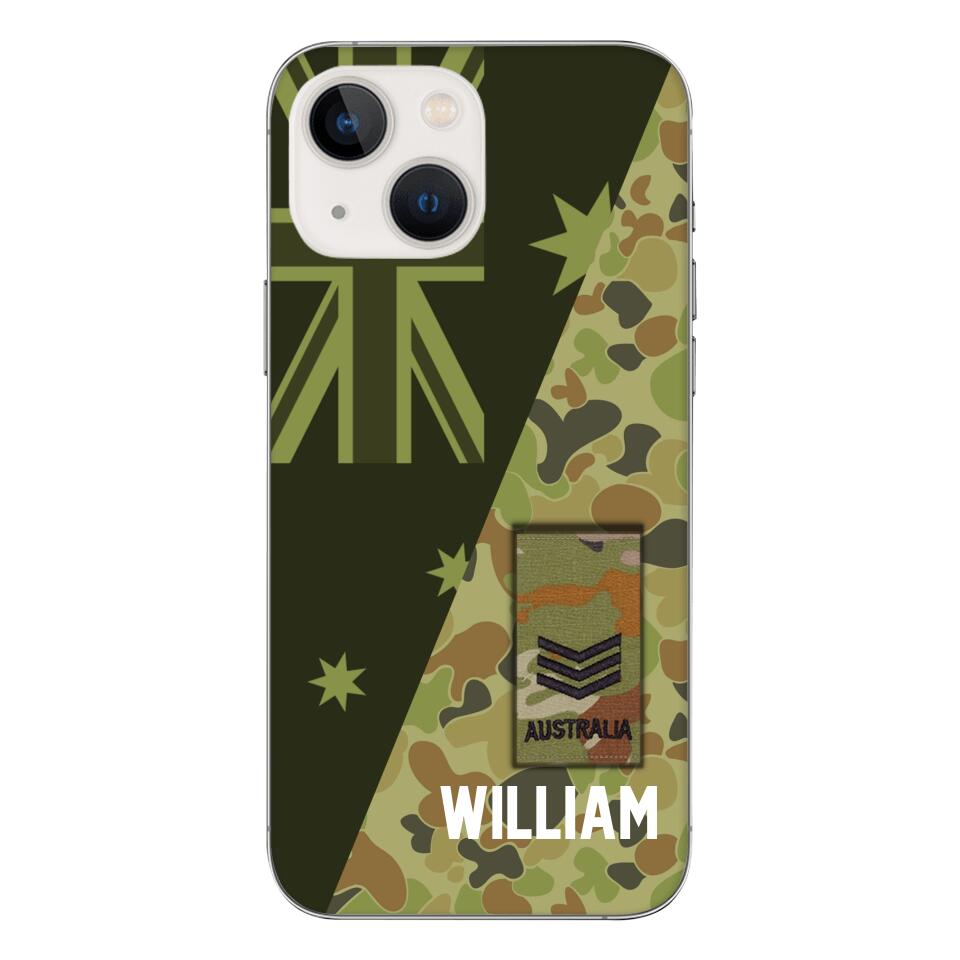 PERSONALIZED AUSTRALIAN ARMY CAMO RANK PHONECASE QTMQ2603